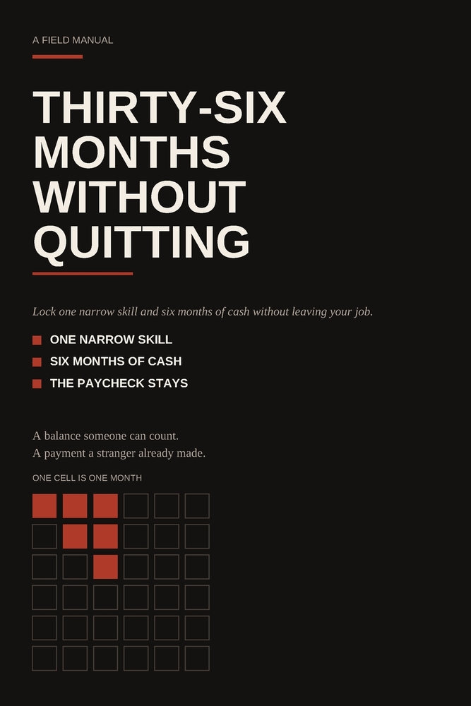 Thirty-Six Months Without Quitting: Lock one narrow skill and six months of cash without leaving your job cover