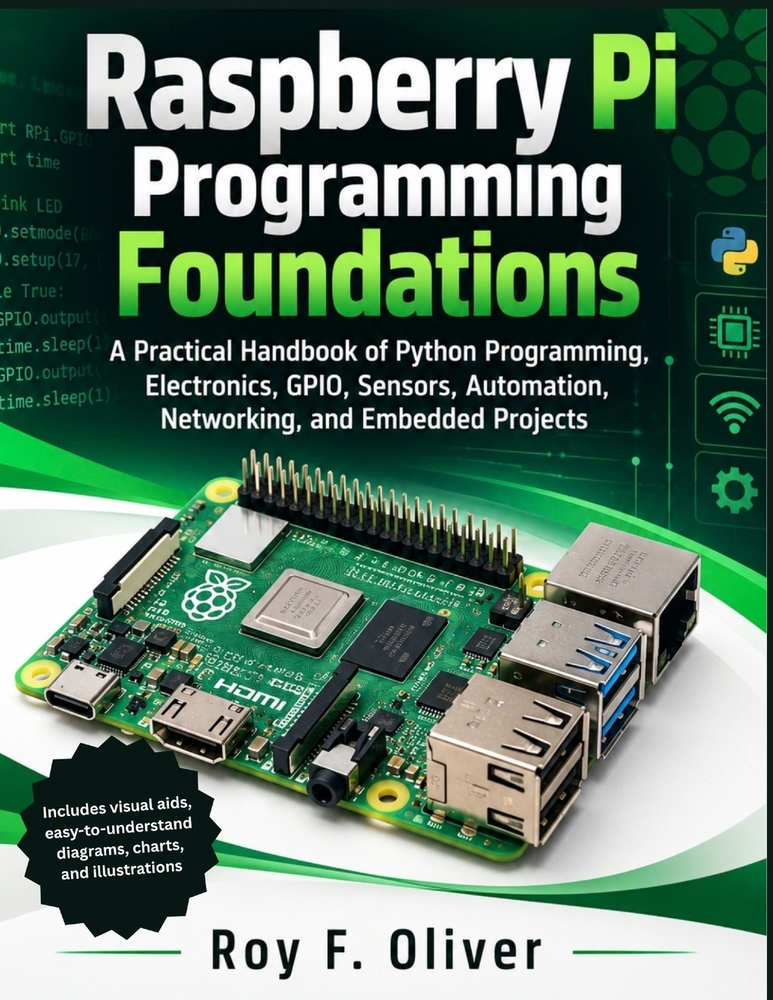 Raspberry Pi Programming Foundations: A Practical Handbook of Python Programming, Electronics, GPIO, Sensors, Automation, Networking, and Embedded Pro cover