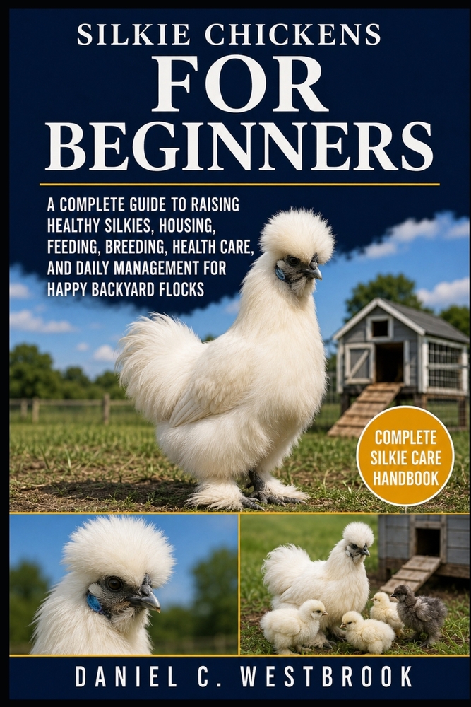 Silkie Chickens for Beginners: A Complete Guide to Raising Healthy Silkies, Housing, Feeding, Breeding, Health Care, and Daily Management for Happy Ba cover