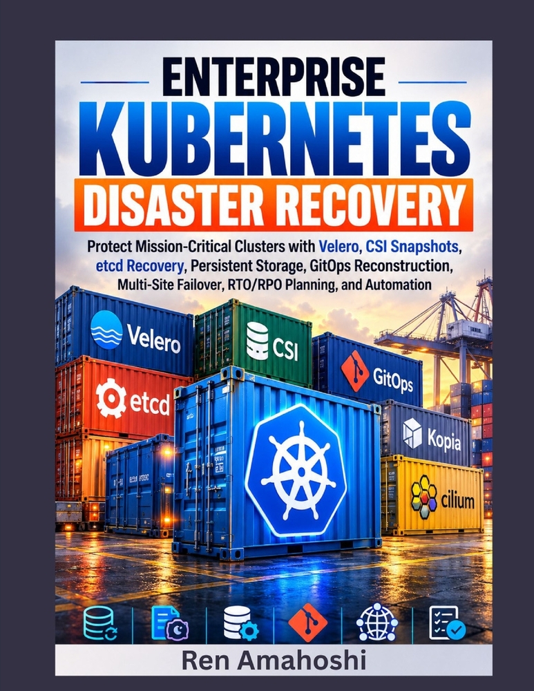 Enterprise Kubernetes Disaster Recovery: Protect Mission-Critical Clusters with Velero, CSI Snapshots, etcd Recovery, Persistent Storage, GitOps Recon cover