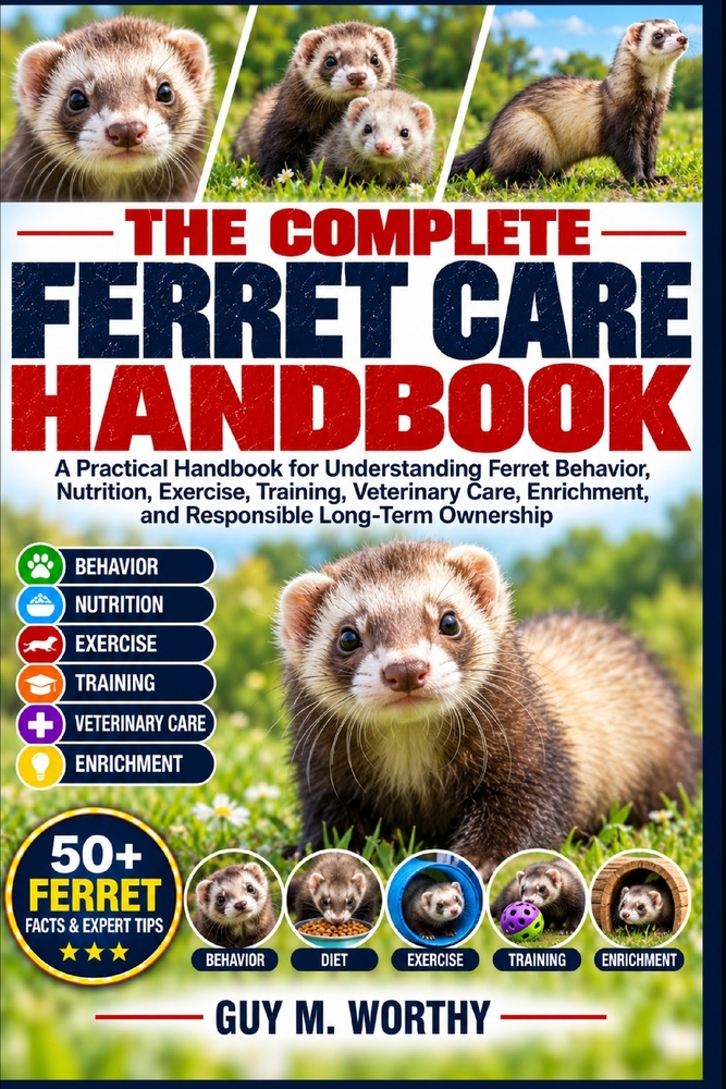 The Complete Ferret Care Handbook: A Practical Handbook for Understanding Ferret Behavior, Nutrition, Exercise, Training, Veterinary Care, Enrichment, cover
