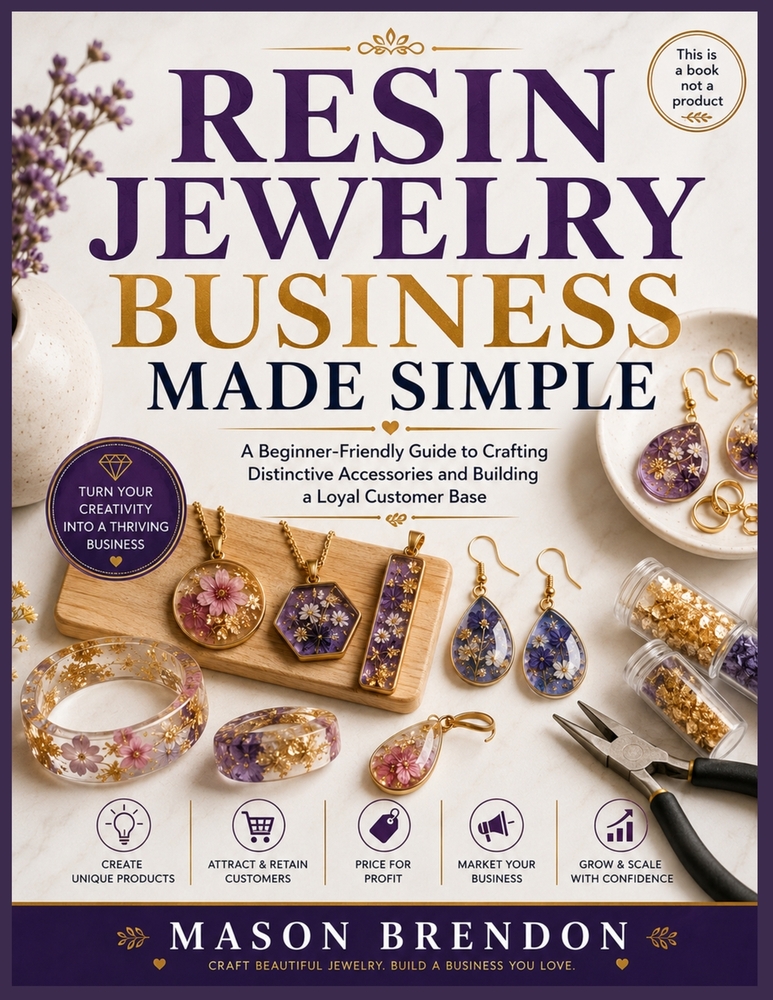 Resin Jewelry Business Made Simple: A Beginner-Friendly Guide to Crafting Distinctive Accessories and Building a Loyal Customer Base cover