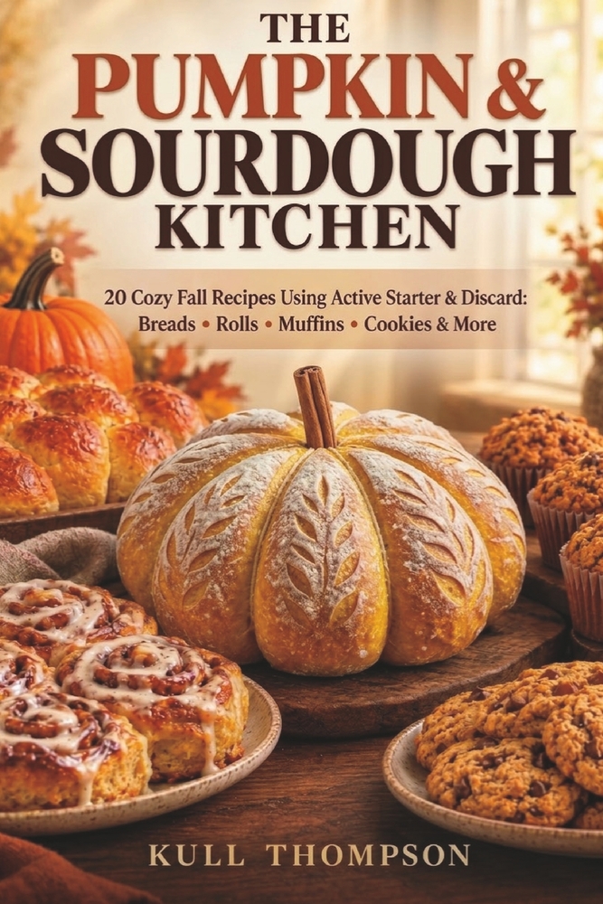 The Pumpkin & Sourdough Kitchen: 20 Cozy Fall Recipes Using Active Starter & Discard: Breads, Rolls, Muffins, Cookies & More cover