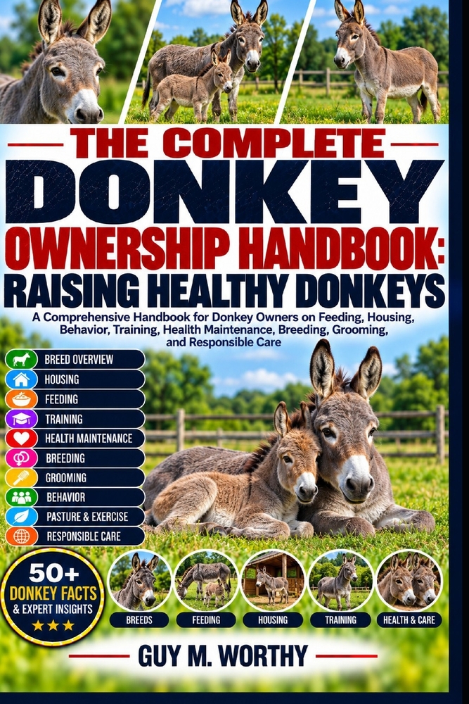 The Complete Donkey Ownership Handbook: RAISING HEALTHY DONKEYS: A Comprehensive Handbook for Donkey Owners on Feeding, Housing, Behavior, Training, H cover