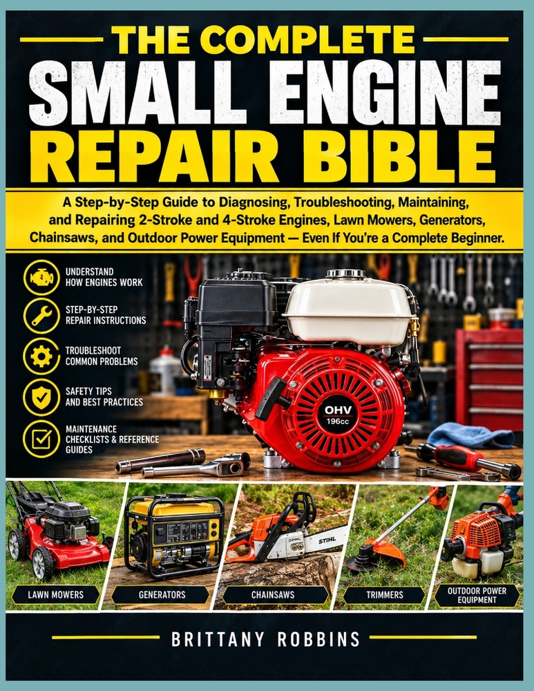 The Complete Small Engine Repair Bible: A Step-by-Step Guide to Diagnosing, Troubleshooting, Maintaining, and Repairing 2-Stroke and 4-Stroke Engines, cover