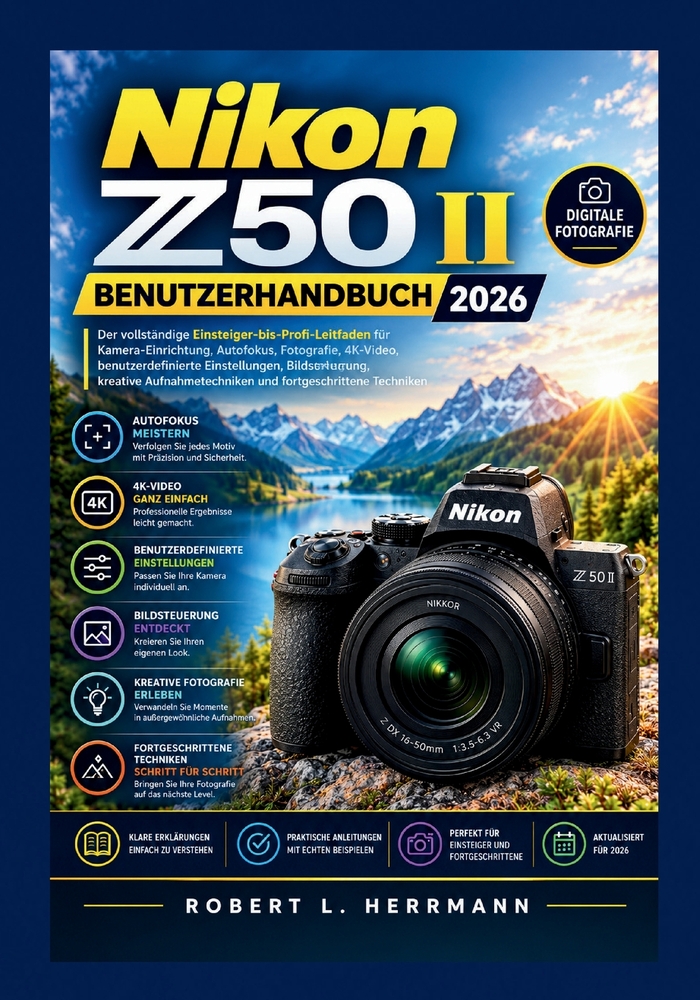 Nikon Z50 II Benutzerhandbuch 2026: Der komplette Leitfaden für Einsteiger und Profis Kamera, Autofokus, Fotografie, 4K-Video, Bildeinstellungen, krea cover