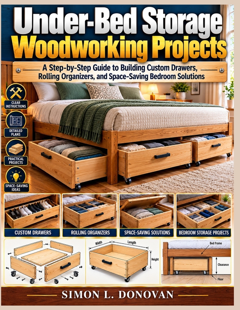 Under-Bed Storage Woodworking Projects: A Step-by-Step Guide to Building Custom Drawers, Rolling Organizers, and Space-Saving Bedroom Solutions cover