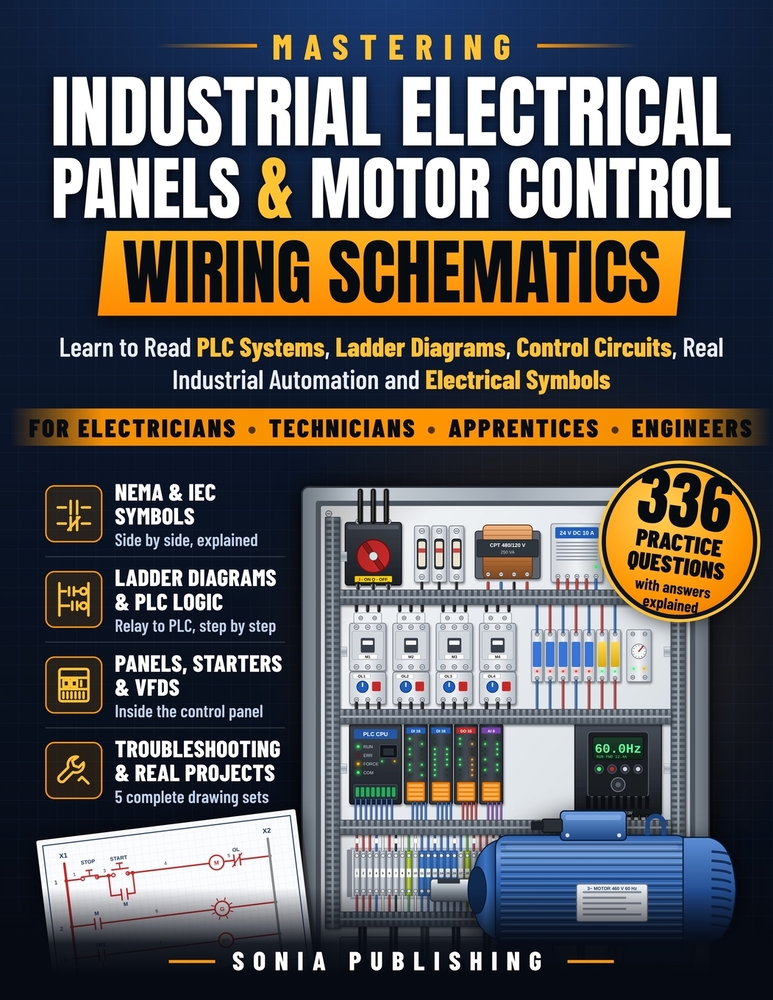 Mastering Industrial Electrical Panels & Motor Control Wiring Schematics: Learn to Read PLC Systems, Ladder Diagrams, Control Circuits, Real Industria cover