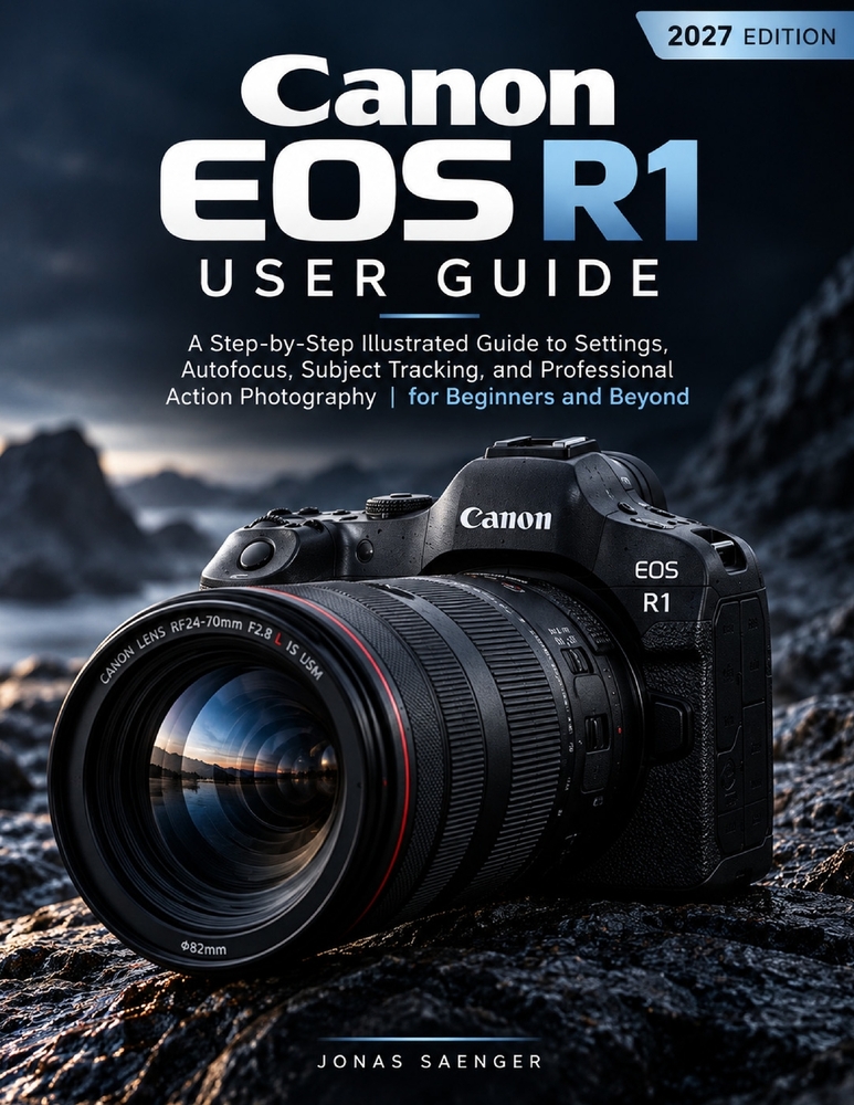 Canon EOS R1 User Guide: A Step-by-Step Illustrated Guide to Settings, Autofocus, Subject Tracking, and Professional Action Photography for Beginners cover
