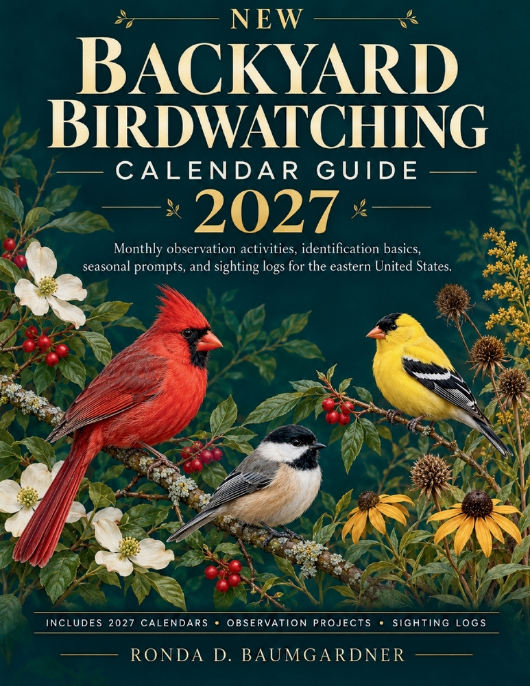 New Backyard Birdwatching Calendar Guide 2027: Monthly observation activities, identification basics, seasonal prompts, and sighting logs. Specify a r cover
