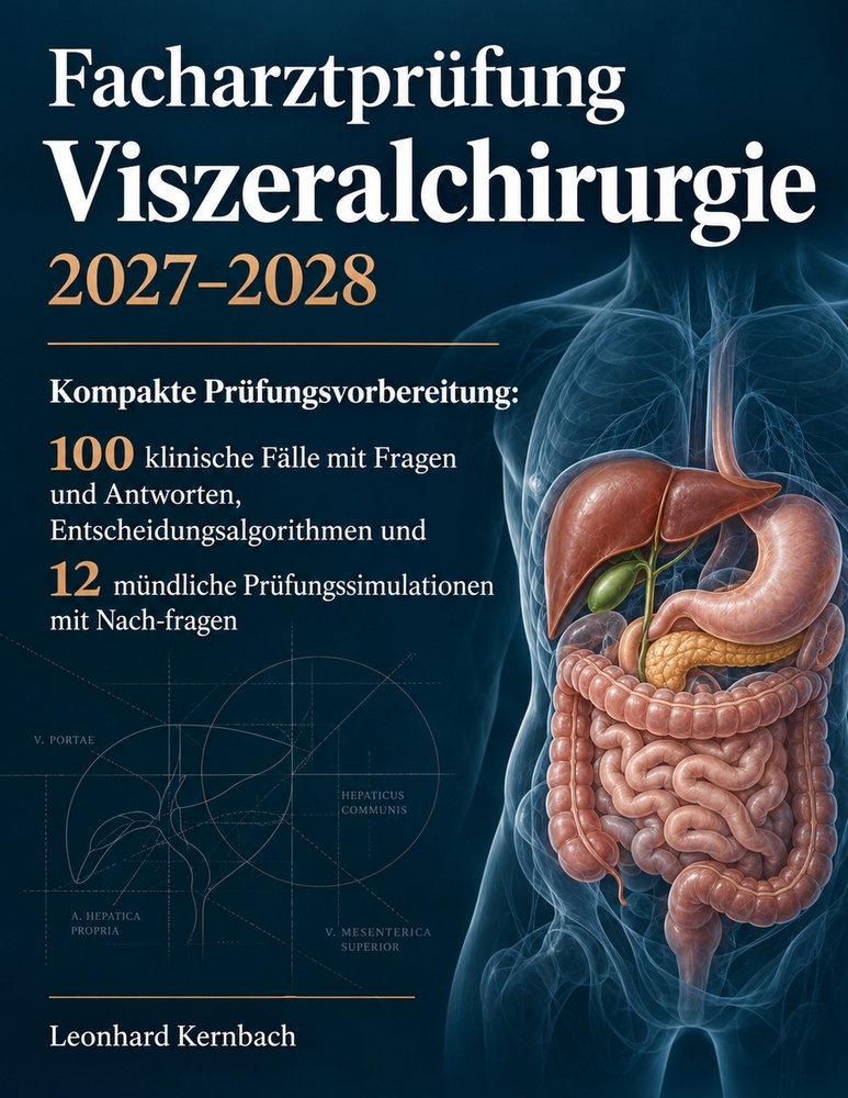 Facharztprüfung Viszeralchirurgie 2027-2028: Kompakte Prüfungsvorbereitung: 100 klinische Fälle mit Fragen und Antworten, Entscheidungsalgorithmen und cover