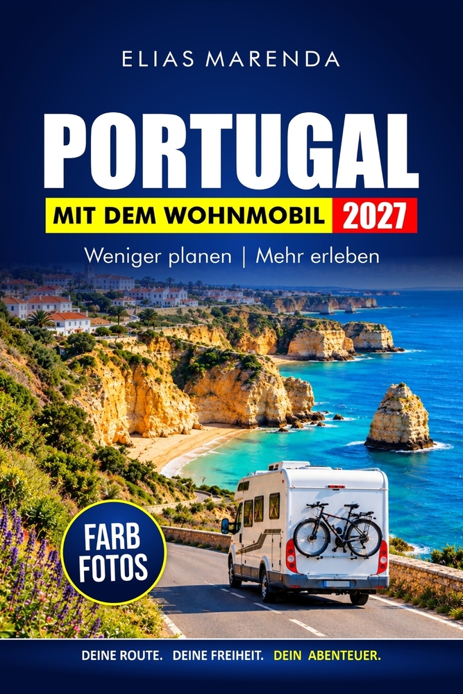 Portugal Mit Dem Wohnmobil 2027: Über 100 Stellplätze mit GPS-Daten, Mautplaner und Offline-Karten (Vollfarbig) cover