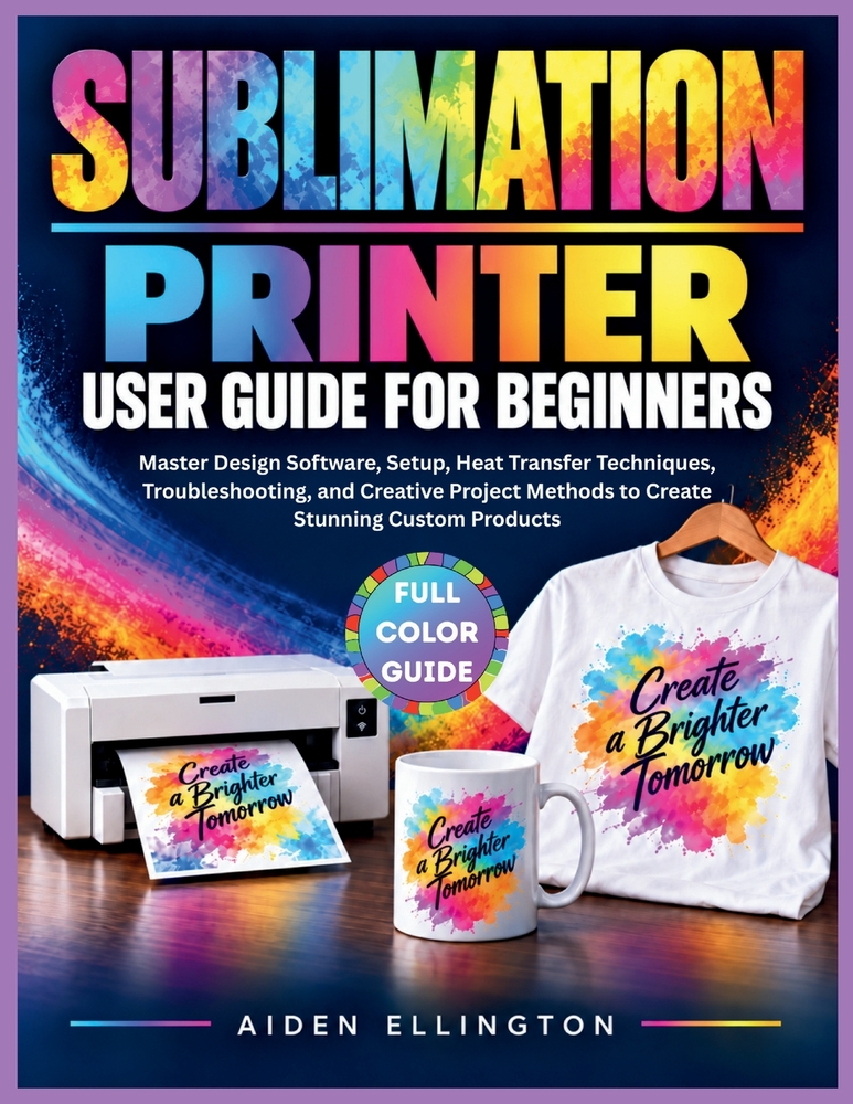 Sublimation Printer User Guide for Beginners: Master Design Software, Setup, Heat Transfer Techniques, Troubleshooting, and Creative Project Methods t cover