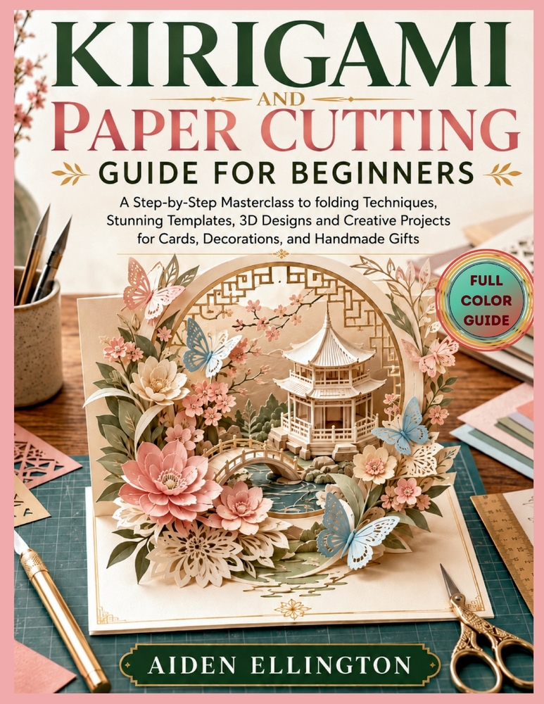 Kirigami and Paper Cutting Guide for Beginners: A Step-by-Step Masterclass to folding Techniques, Stunning Templates, 3D Designs and Creative Projects cover