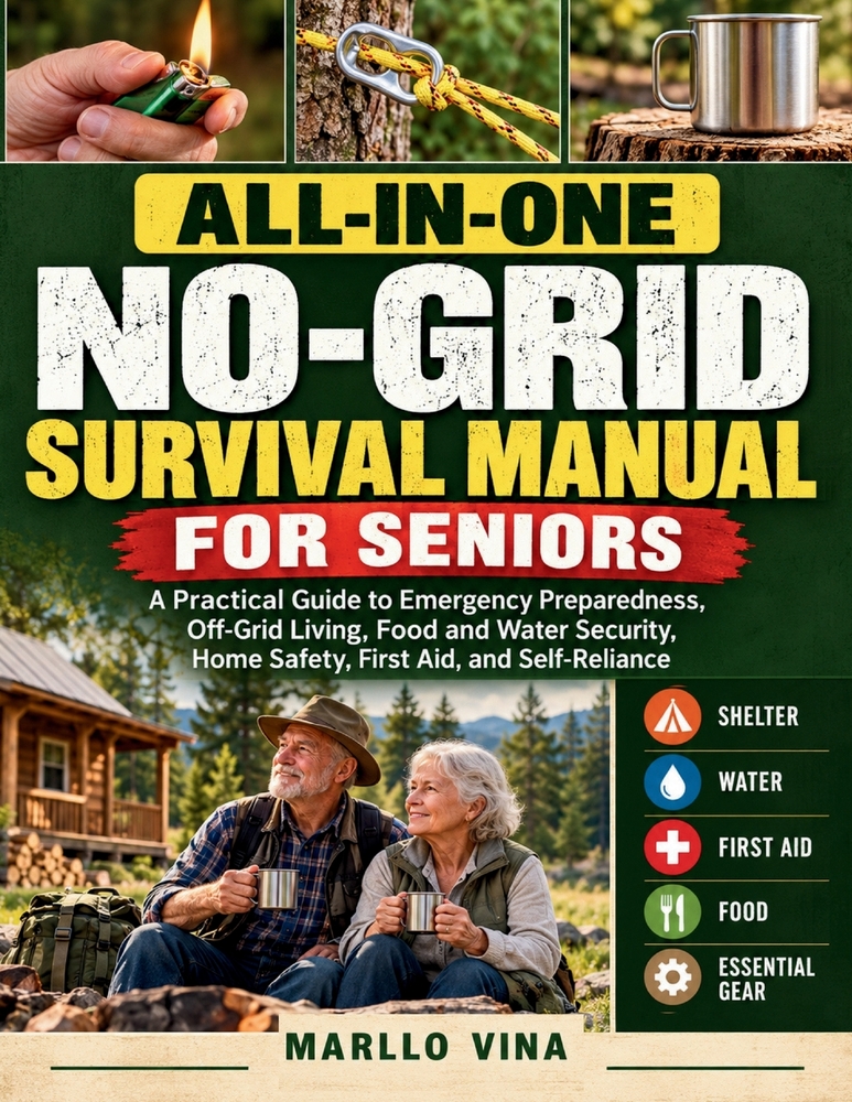 All-in-One No-Grid Survival Manual for Seniors: A Practical Guide to Emergency Preparedness, Off-Grid Living, Food and Water Security, Home Safety, Fi cover