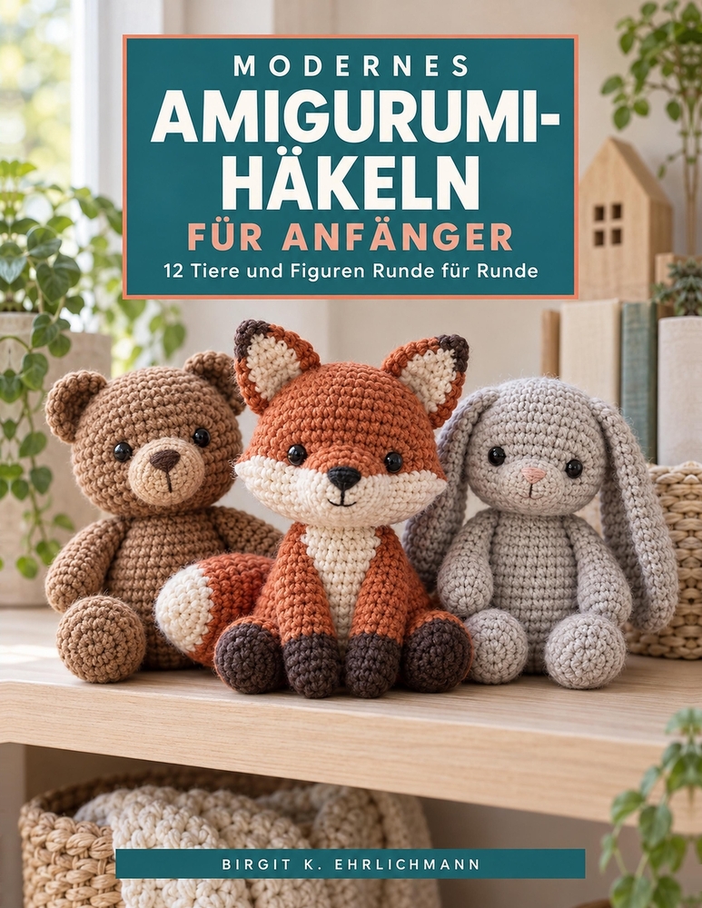 Modernes Amigurumi-Häkeln für Anfänger: Der Einsteigerkurs mit Schrittbildern: 12 kleine Tiere und Figuren Runde für Runde häkeln, füllen und zusammen cover