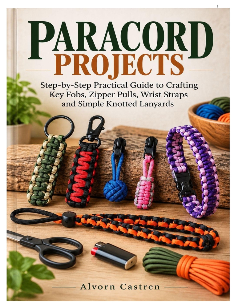 Paracord Projects: Step-by-Step Practical Guide to Crafting Key Fobs, Zipper Pulls, Wrist Straps and Simple Knotted Lanyards cover