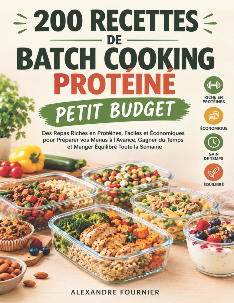 200 Recettes de Batch Cooking Protéiné Petit Budget: Des Repas Riches en Protéines, Faciles et Économiques pour Préparer vos Menus à l'Avance, Gagner cover