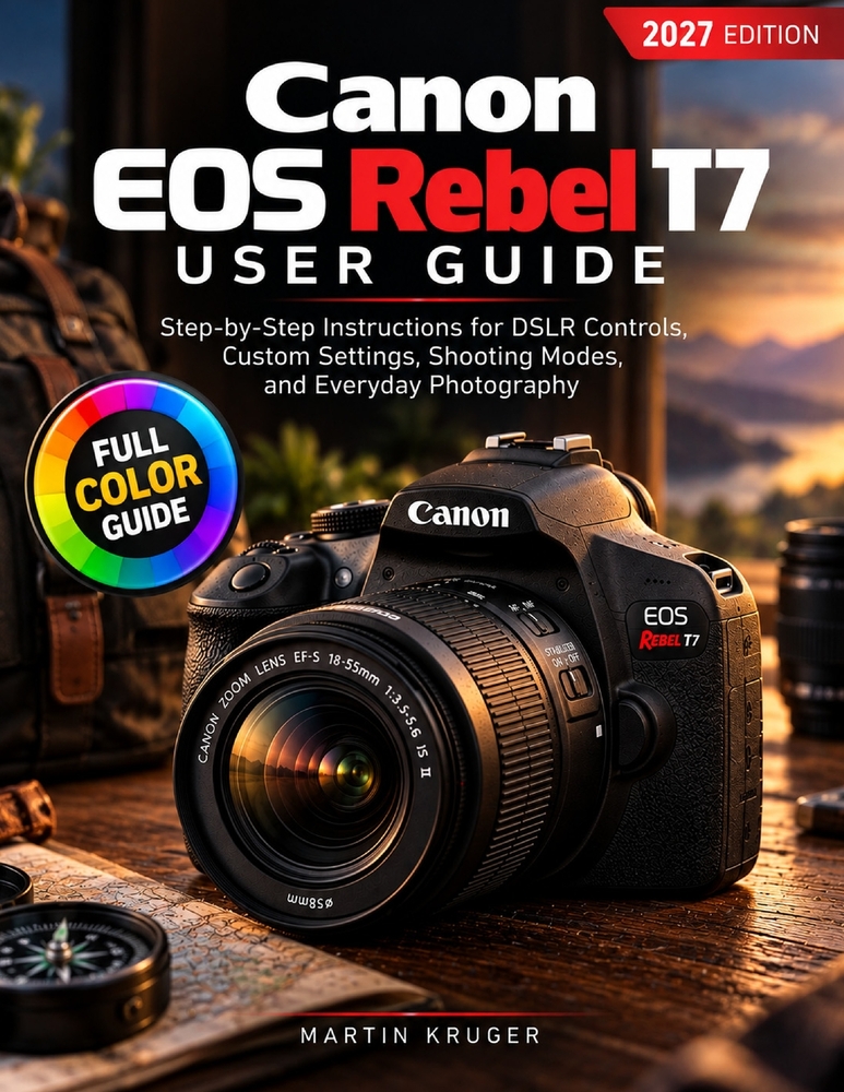 Canon EOS Rebel T7 User Guide for Beginners: Step-by-Step Instructions for DSLR Controls, Custom Settings, Shooting Modes, and Everyday Photography cover
