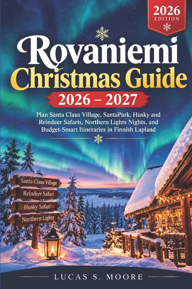 Rovaniemi Christmas Guide 2026-2027: Plan Santa Claus Village, SantaPark, Husky and Reindeer Safaris, Northern Lights Nights, and Budget-Smart Itinera cover
