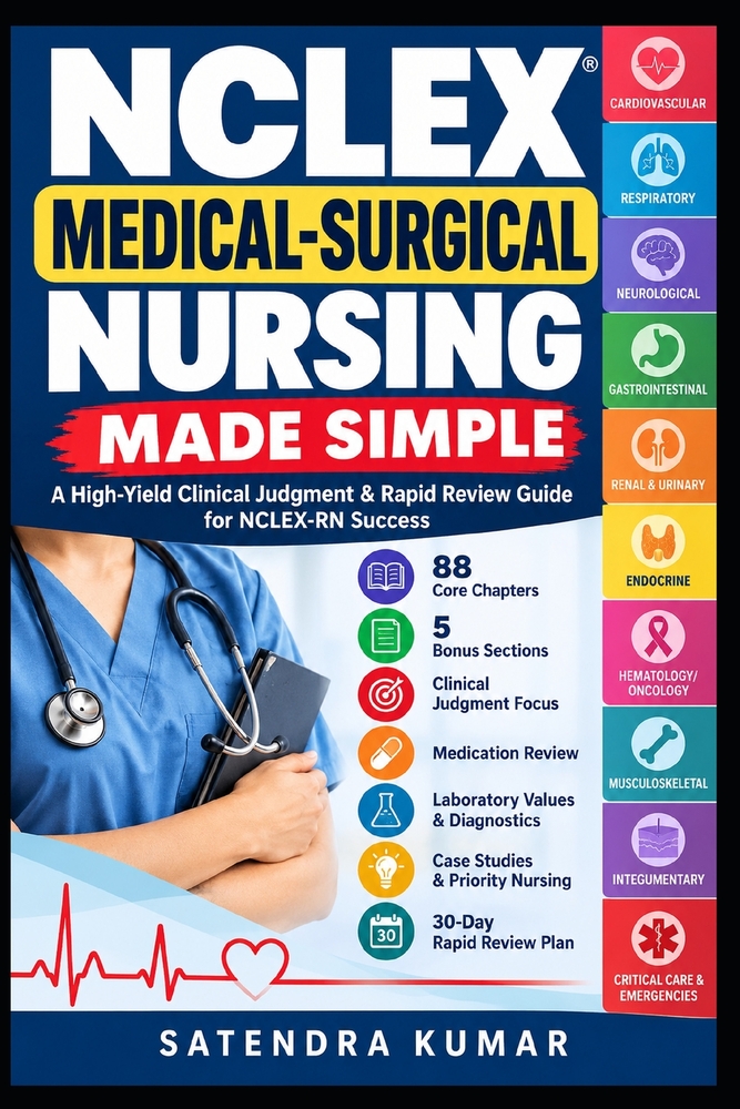 NCLEX Medical-Surgical Nursing Made Simple: A High-Yield Clinical Judgment & Rapid Review Guide for NCLEX-RN Success cover