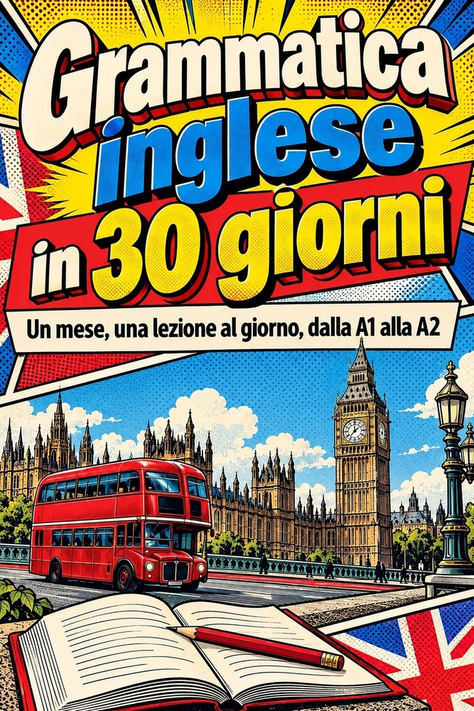 Grammatica Inglese in 30 Giorni: Un Mese, Una Lezione al Giorno, dalla A1 alla A2. Esempi, Esercizi e Un Bilancio Ogni Settimana. Con Gli Errori Tipic cover