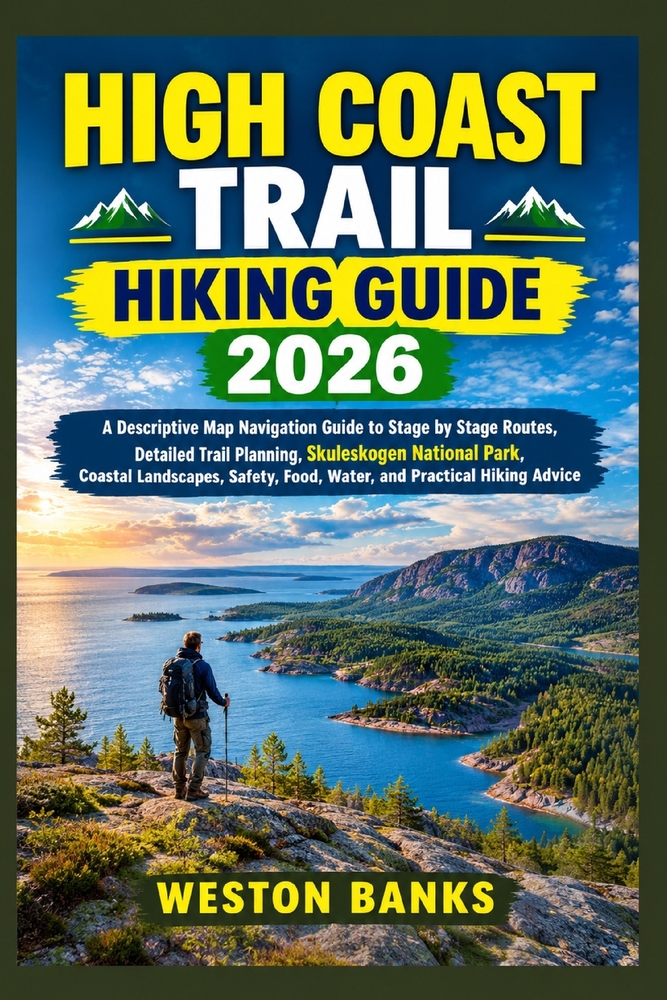 High Coast Trail HIKING GUIDE 2026: A Descriptive Map Navigation Guide to Stage by Stage Routes, Detailed Trail Planning, Skuleskogen National Park, C cover