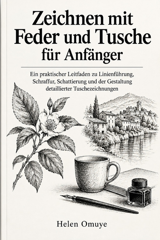 Zeichnen mit Feder und Tusche für Anfänger: Ein praktischer Leitfaden zu Linienführung, Schraffur, Schattierung und der Gestaltung detaillierter Tusch cover