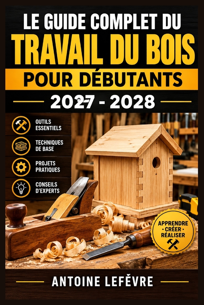 Le Guide Complet Du Travail Du Bois Pour Débutants 2027 - 2028: Outils essentiels, gestes précis, assemblages faciles et projets illustrés pour réalis cover