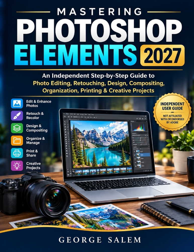 Mastering Photoshop Elements 2027: An Independent Step-by-Step Guide to Photo Editing, Retouching, Design, Compositing, Organization, Printing & Creat cover