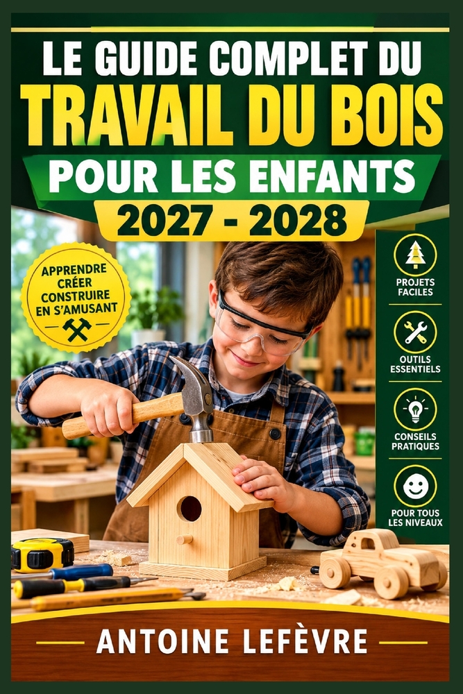 Le Guide Complet Du Travail Du Bois Pour Les Enfants 2027 - 2028: Projets créatifs illustrés, outils adaptés, gestes essentiels et règles de sécurité cover