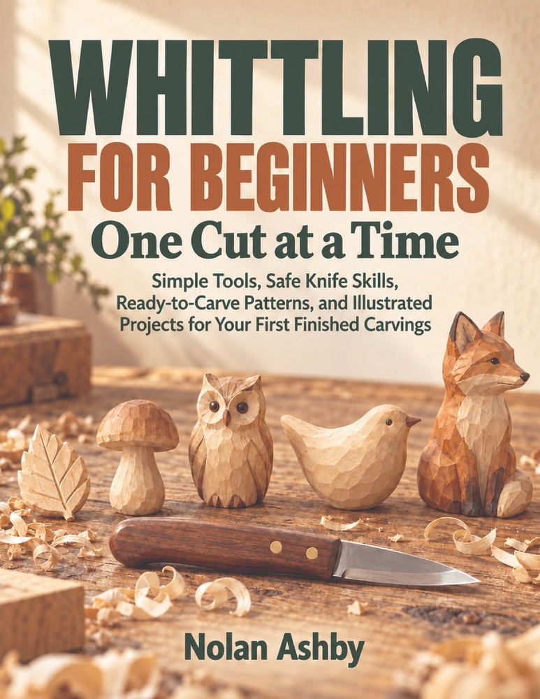 Whittling for Beginners One Cut at a Time: Simple Tools, Safe Knife Skills, Ready-to-Carve Patterns, and Illustrated Projects for Your First Finished cover