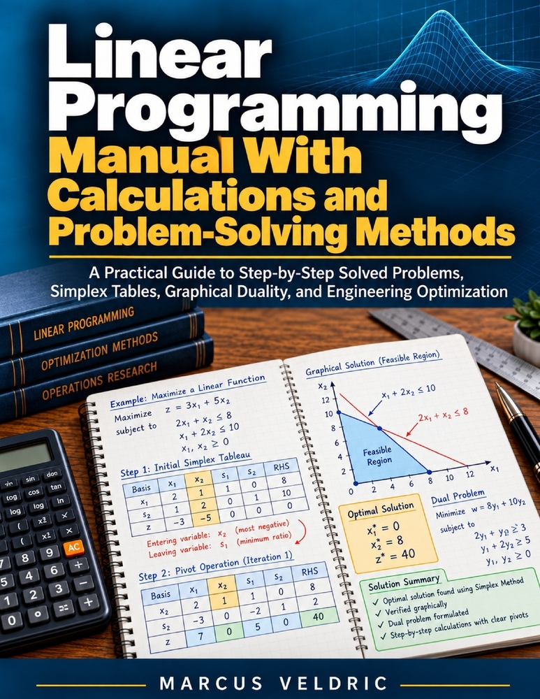 Linear Programming Manual With Calculations and Problem-Solving Methods: A Practical Guide to Step-by-Step Solved Problems, Simplex Tables, Graphical cover