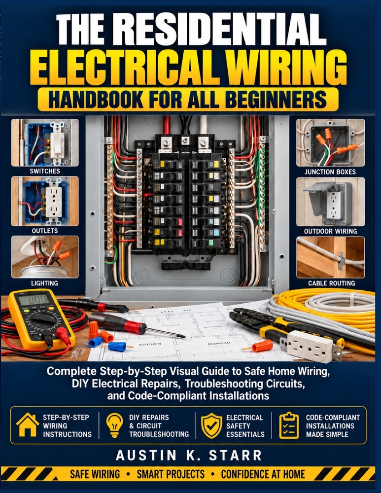 The Residential Electrical Wiring Handbook For All Beginners: Complete Step-by-Step Visual Guide to Safe Home Wiring, DIY Electrical Repairs, Troubles cover