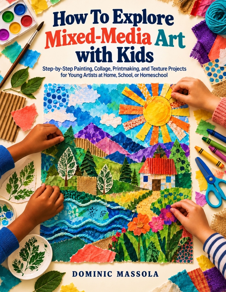 How To Explore Mixed-Media Art with Kids: Step-by-Step Painting, Collage, Printmaking, and Texture Projects for Young Artists at Home, School, or Home cover