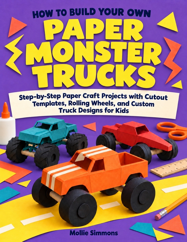 How to Build Your Own Paper Monster Trucks: Step-by-Step Paper Craft Projects with Cutout Templates, Rolling Wheels, and Custom Truck Designs for Kids cover