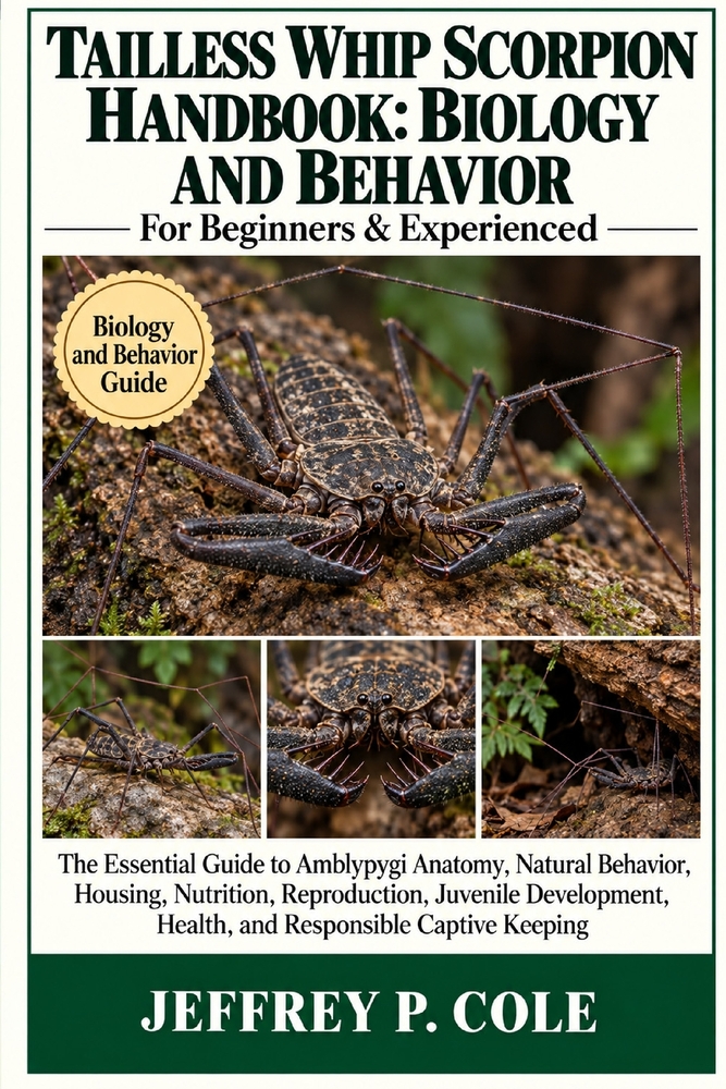 Tailless Whip Scorpion Handbook: BIOLOGY AND BEHAVIOR: The Essential Guide to Amblypygi Anatomy, Natural Behavior, Housing, Nutrition, Reproduction, J cover