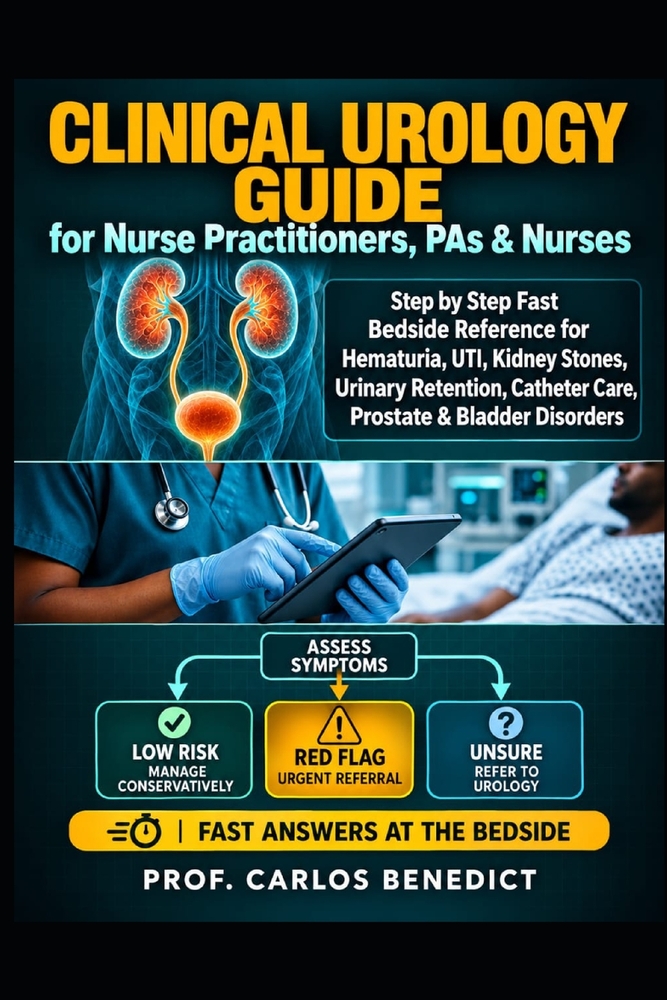Clinical Urology Guide for Nurse Practitioners, PAs & Nurses: Step by step Fast Bedside Reference for Hematuria, UTI, Kidney Stones, Urinary Retention cover