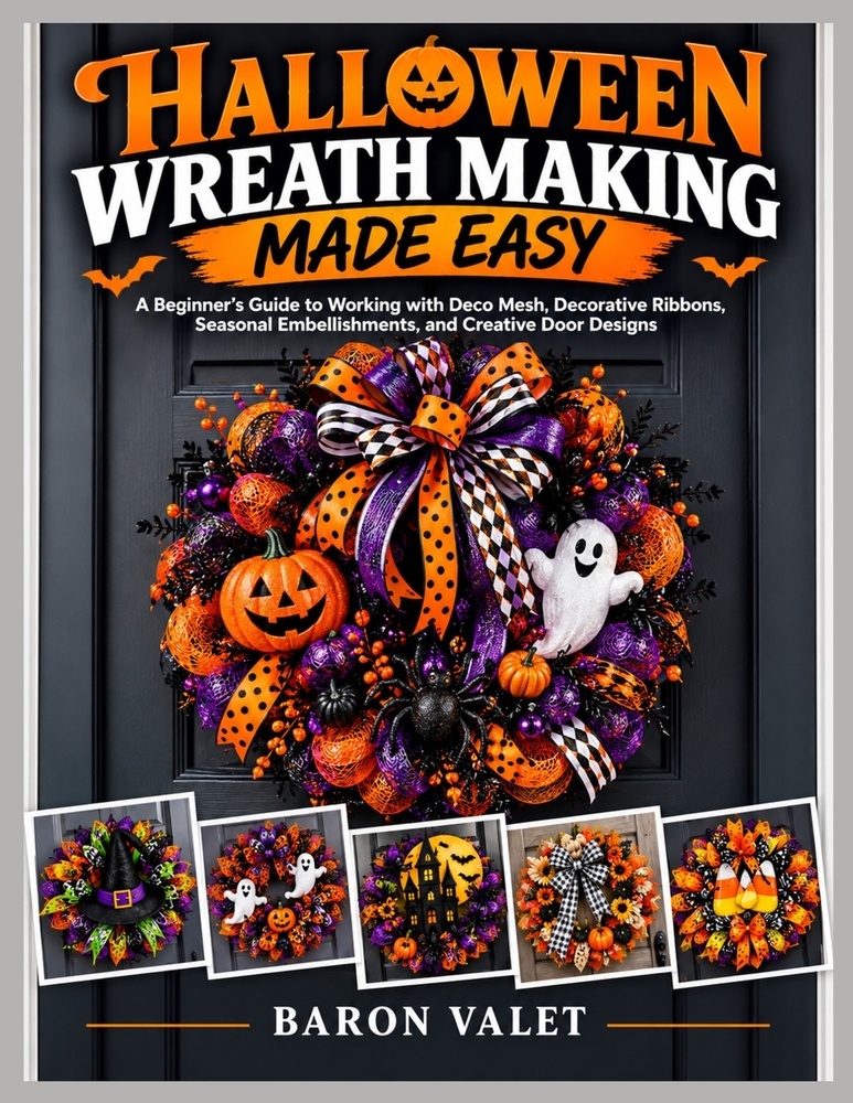 Halloween Wreath Making Made Easy: A Beginner's Guide to Working with Deco Mesh, Decorative Ribbons, Seasonal Embellishments, and Creative Door Design cover