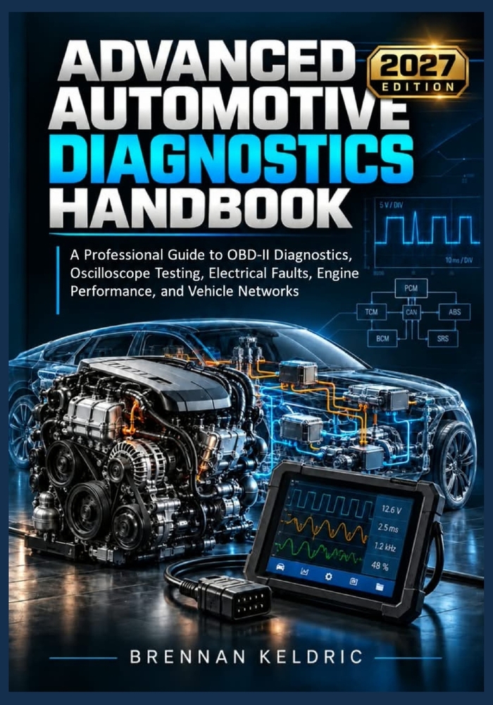 Advanced Automotive Diagnostics Handbook: A Professional Guide to OBD-II Diagnostics, Oscilloscope Testing, Electrical Faults, Engine Performance, and cover