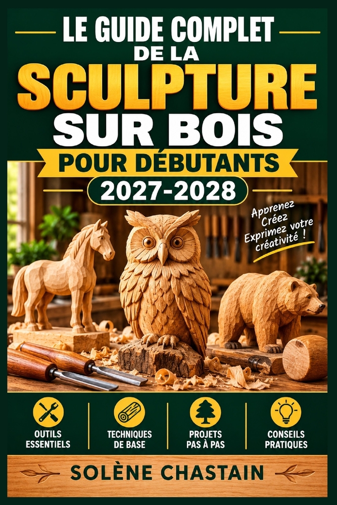 Le guide complet de la sculpture sur bois pour débutants 2027-2028: Techniques essentielles, outils adaptés, gestes sûrs et projets illustrés pour réa cover
