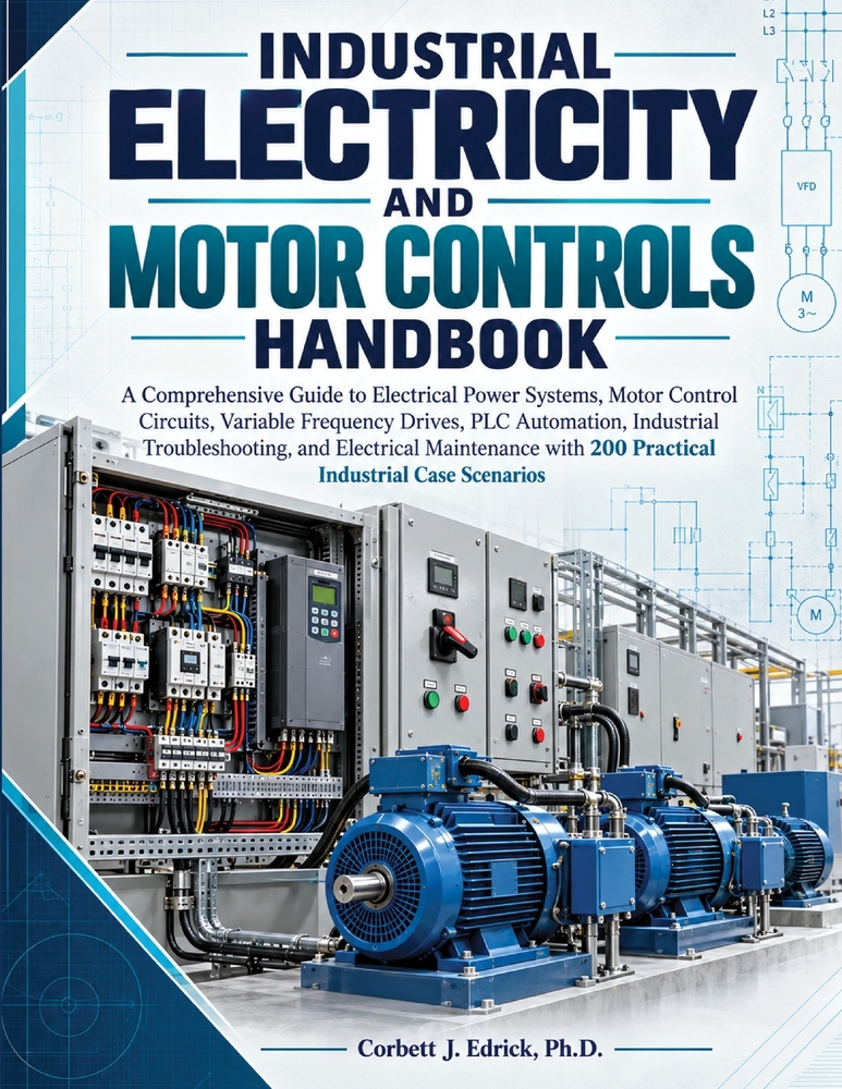Industrial Electricity and Motor Controls Handbook: A Comprehensive Guide to Electrical Power Systems, Motor Control Circuits, Variable Frequency Driv cover