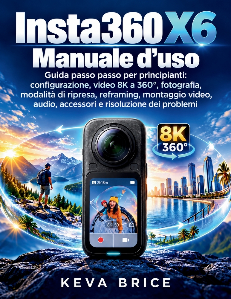 Insta360 X6 Manuale d'uso: Guida passo passo per principianti: configurazione, video 8K a 360°, fotografia, modalità di ripresa, reframing, montaggio cover