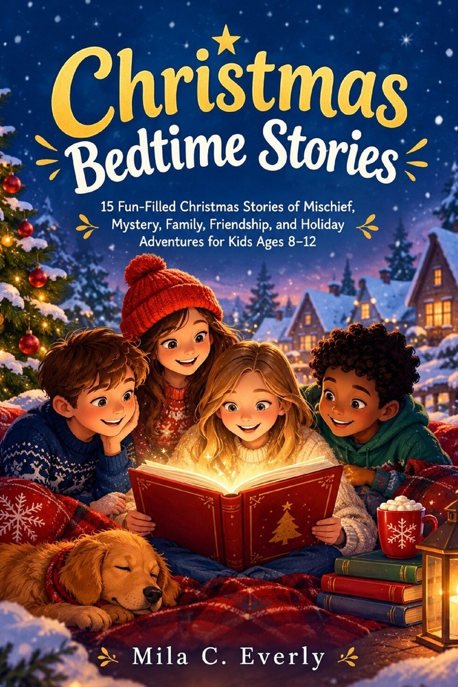 Christmas Bedtime Stories: 15 Fun-Filled Christmas Stories of Mischief, Mystery, Family, Friendship, and Holiday Adventures for Kids Ages 8-12 cover
