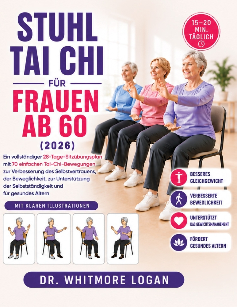 Stuhl Tai CHI Für Frauen AB 60 (2026): Ein vollständiger 28-Tage-Sitzübungsplan mit 70 einfachen Tai-Chi-Bewegungen zur Verbesserung des Selbstvertrau cover