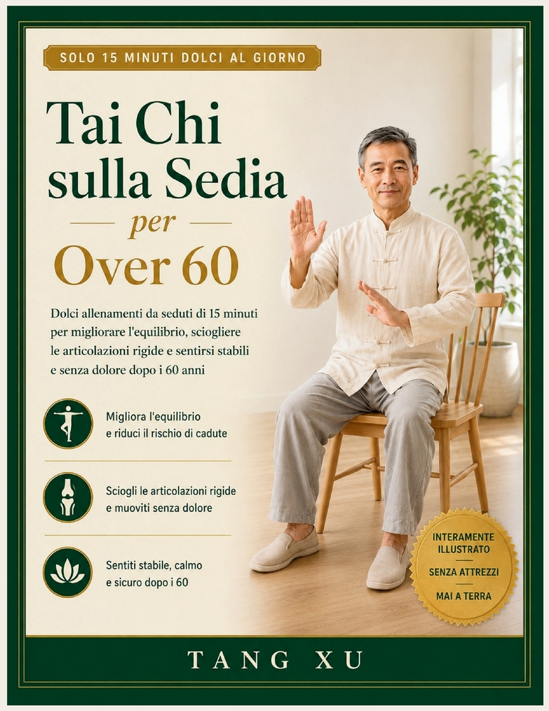 Tai Chi sulla Sedia per Over 60: Dolci allenamenti da seduti di 15 minuti per migliorare l'equilibrio, sciogliere le articolazioni rigide e sentirsi s cover