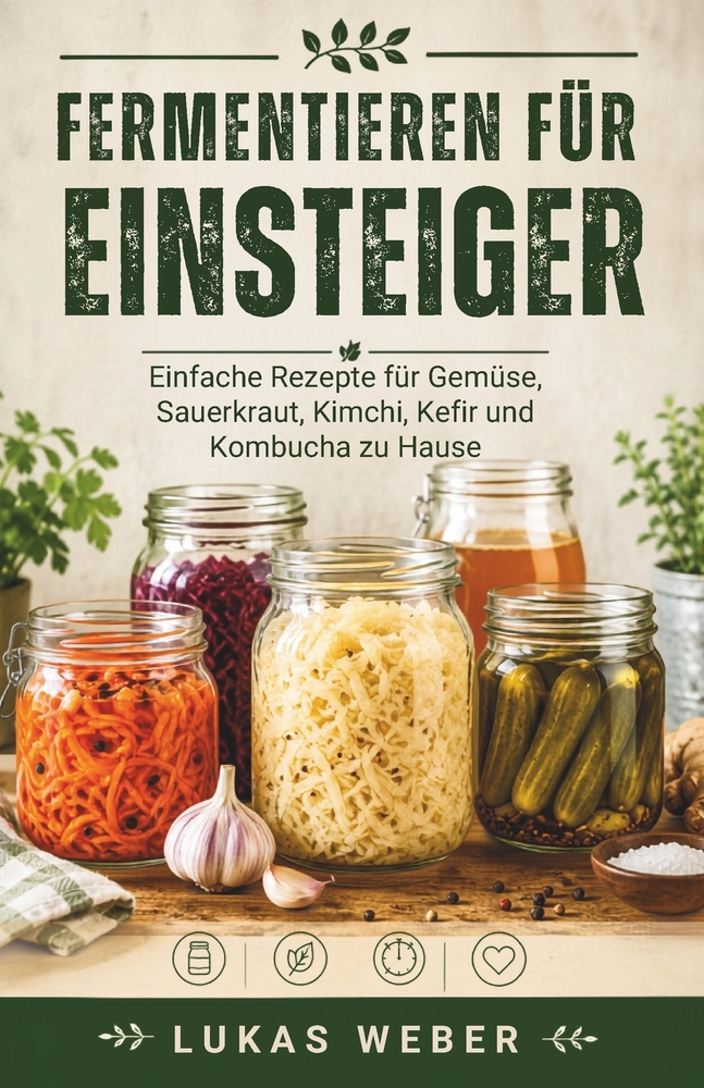 Fermentieren für Einsteiger: Einfache Rezepte für Gemüse, Sauerkraut, Kimchi, Kefir und Kombucha zu Hause cover