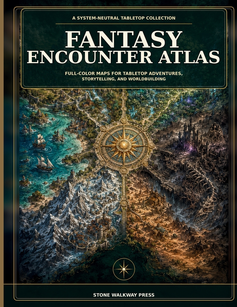 Fantasy Encounter Atlas: Full-Color Maps for Tabletop Adventures, Storytelling & Worldbuilding cover