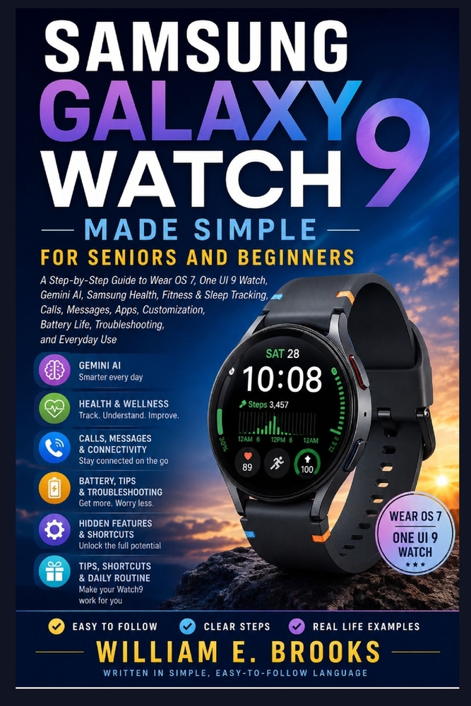 Samsung Galaxy Watch9 Made Simple for Seniors and Beginners: A Step-by-Step Guide to Wear OS 7, One UI 9 Watch, Gemini AI, Samsung Health, Fitness & S cover