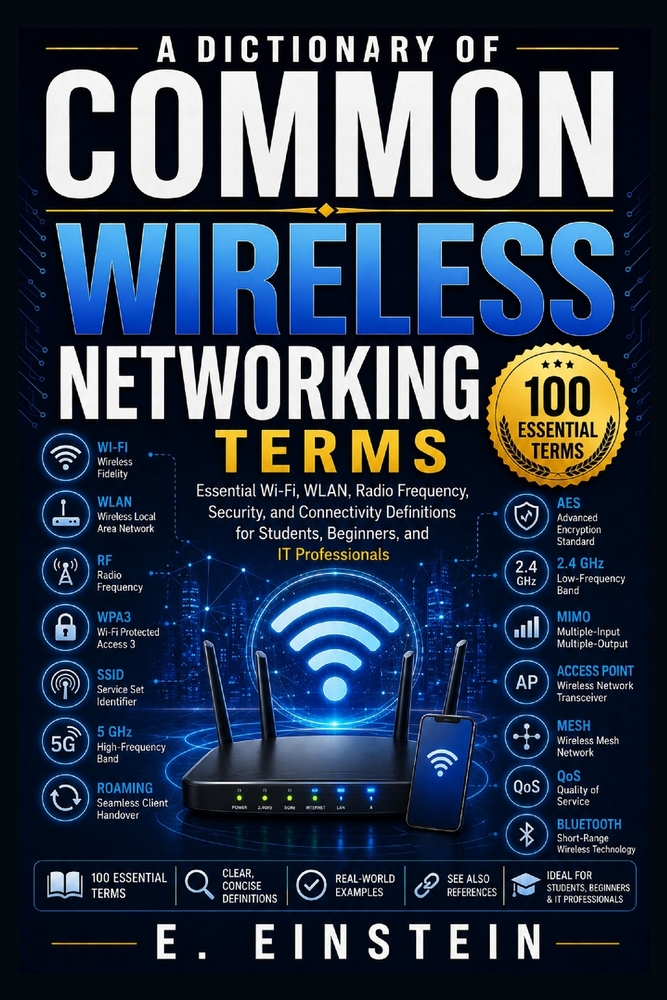 A Dictionary of Common Wireless Networking Terms: Essential Wi-Fi, WLAN, Radio Frequency, Security, and Connectivity Definitions for Students, Beginne cover